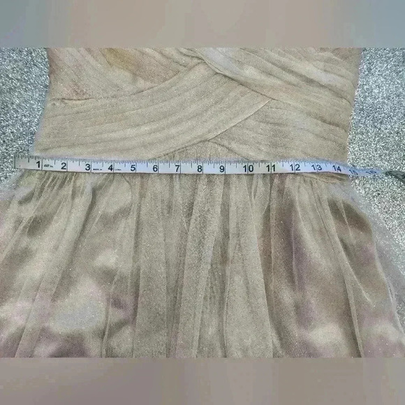 LAURA PETITES  CHAMPAGNE GLITTER MININ DRESS SIZE 10 - Picture 5 of 9